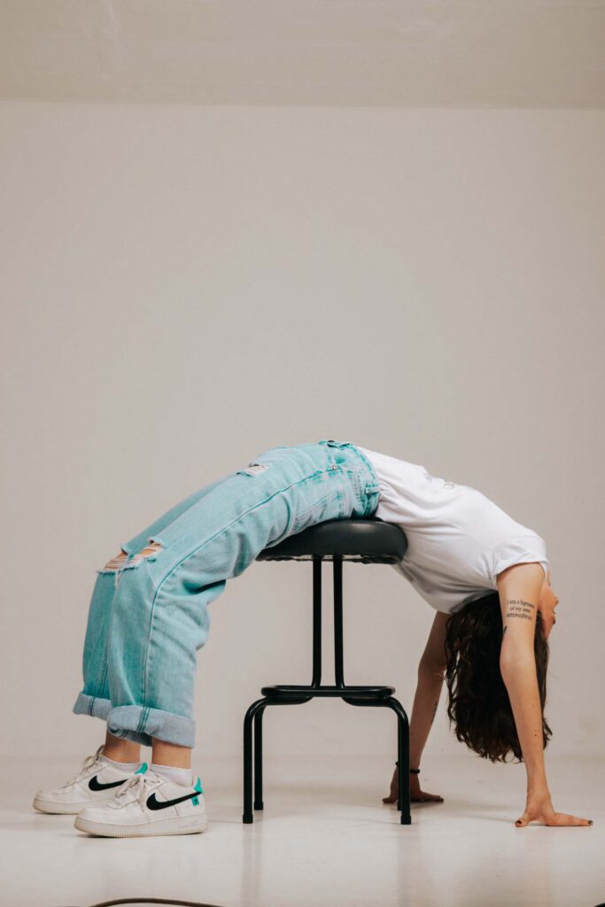 woman over chair